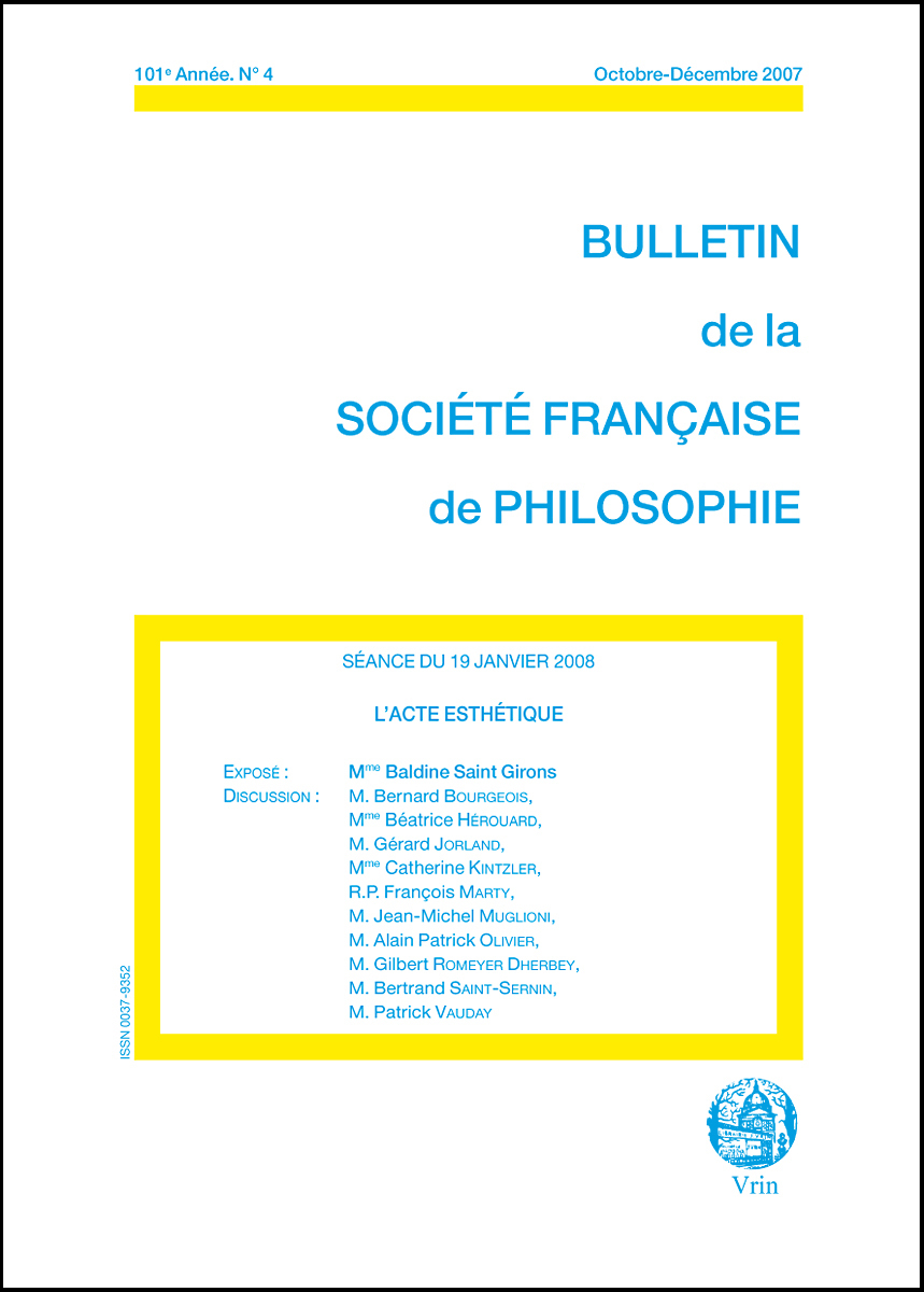L ACTE ESTHETIQUE (BULLETIN SFP 2007/4)