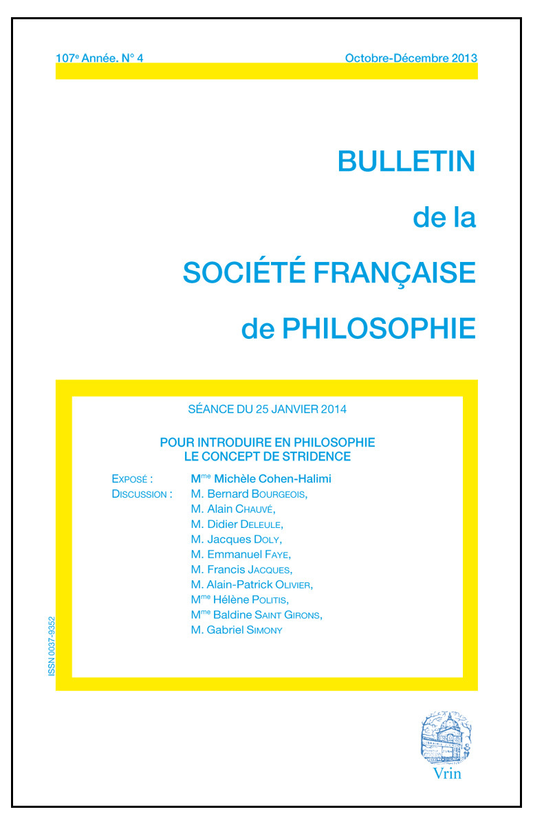 POUR INTRODUIRE EN PHILOSOPHIE LE CONCEPT DE STRIDENCE