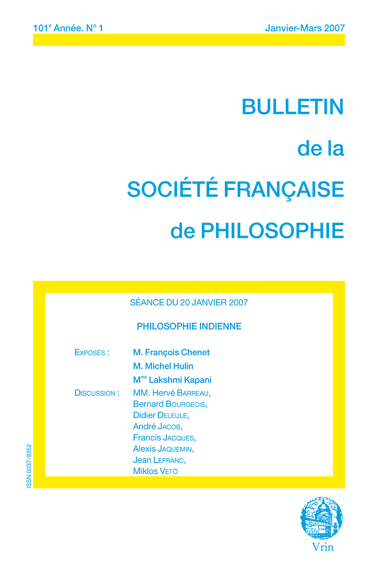 PHILOSOPHIE INDIENNE (BULLETIN SFP 2007/1)