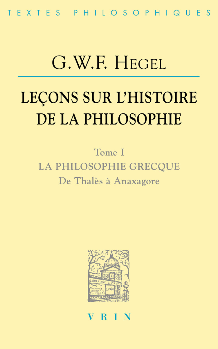 Leçons sur l'histoire de la philosophie I