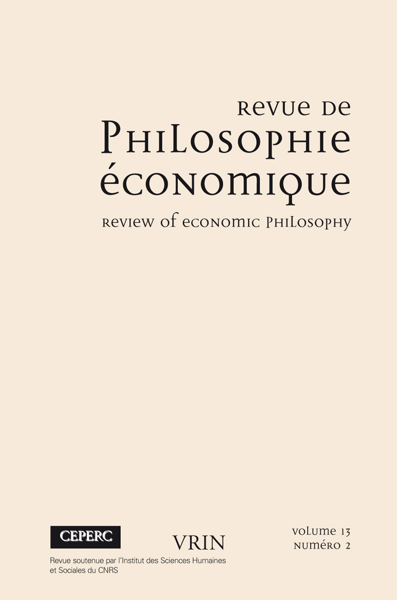 REVUE DE PHILOSOPHIE ECONOMIQUE 13 (2012)/2 VARIA