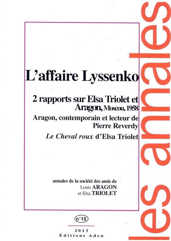 Annales de la Société Louis Aragon et Elsa Triolet N°15