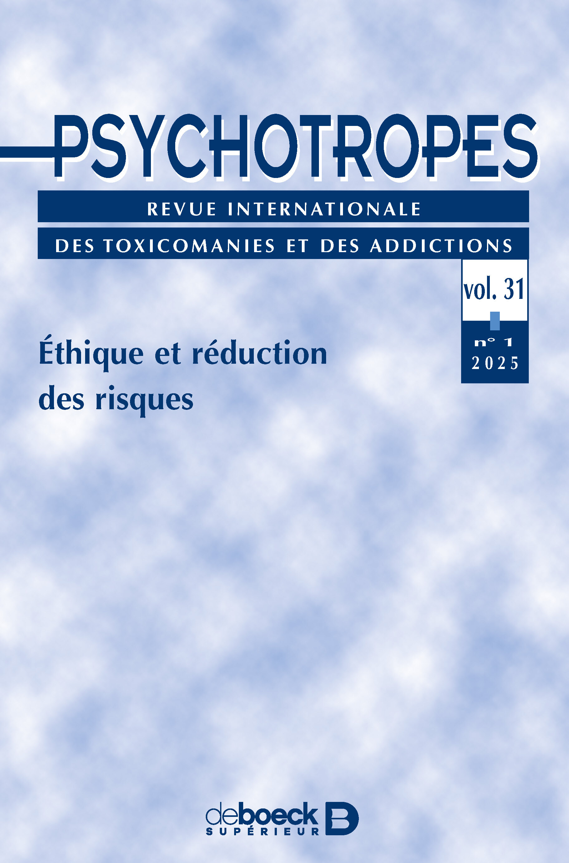Psychotropes n° 31/1 - Éthique et réduction des risques