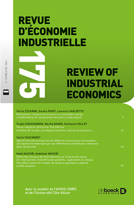 Revue d'économie industrielle 2021/3 - 175 - Varia