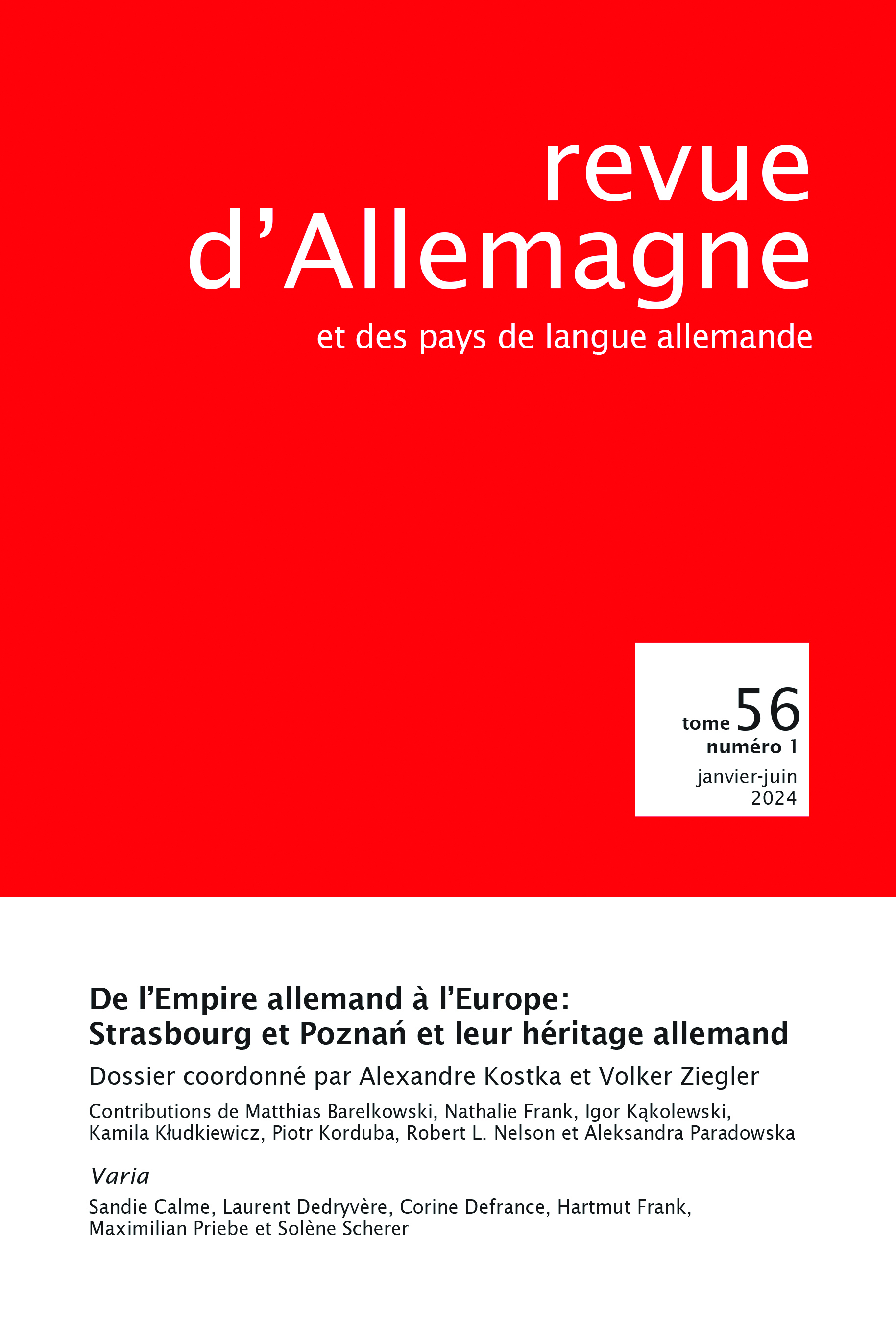 Revue d’Allemagne et des pays de langue allemande n°56-1/2024