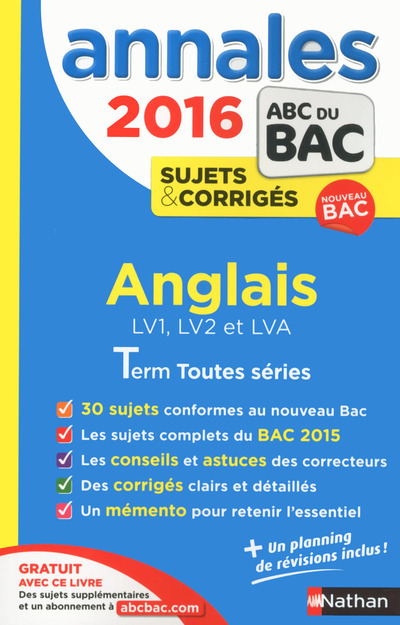 Annales Bac 2016 anglais toutes séries corrigés