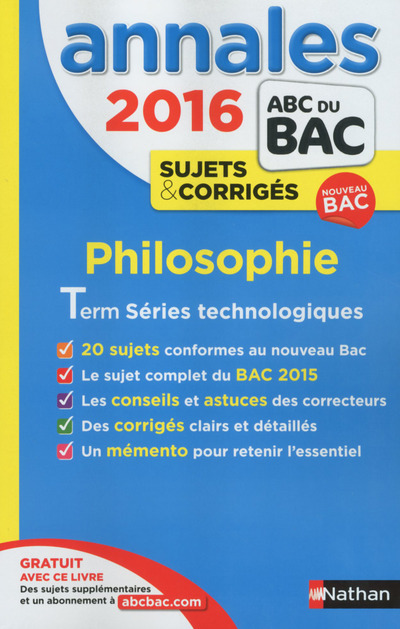 Annales Bac 2016 Philo STMG STL SMS corrigés