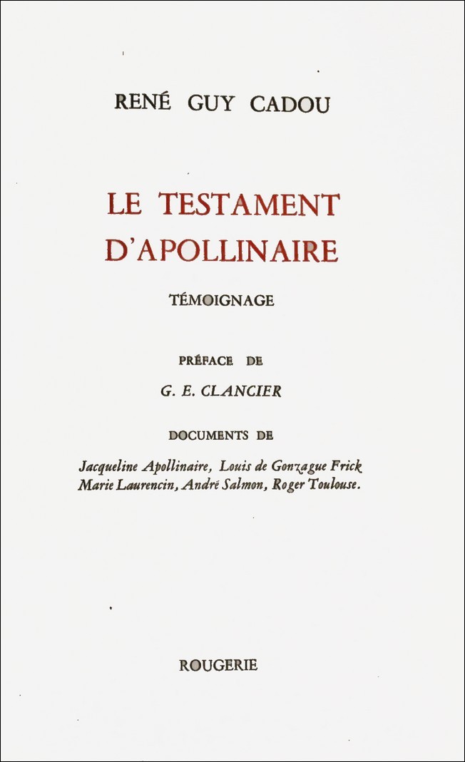 LE TESTAMENT D'APOLLINAIRE