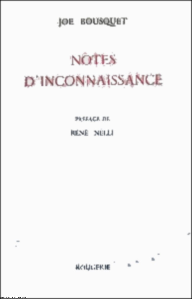 NOTES D'INCONNAISSANCE