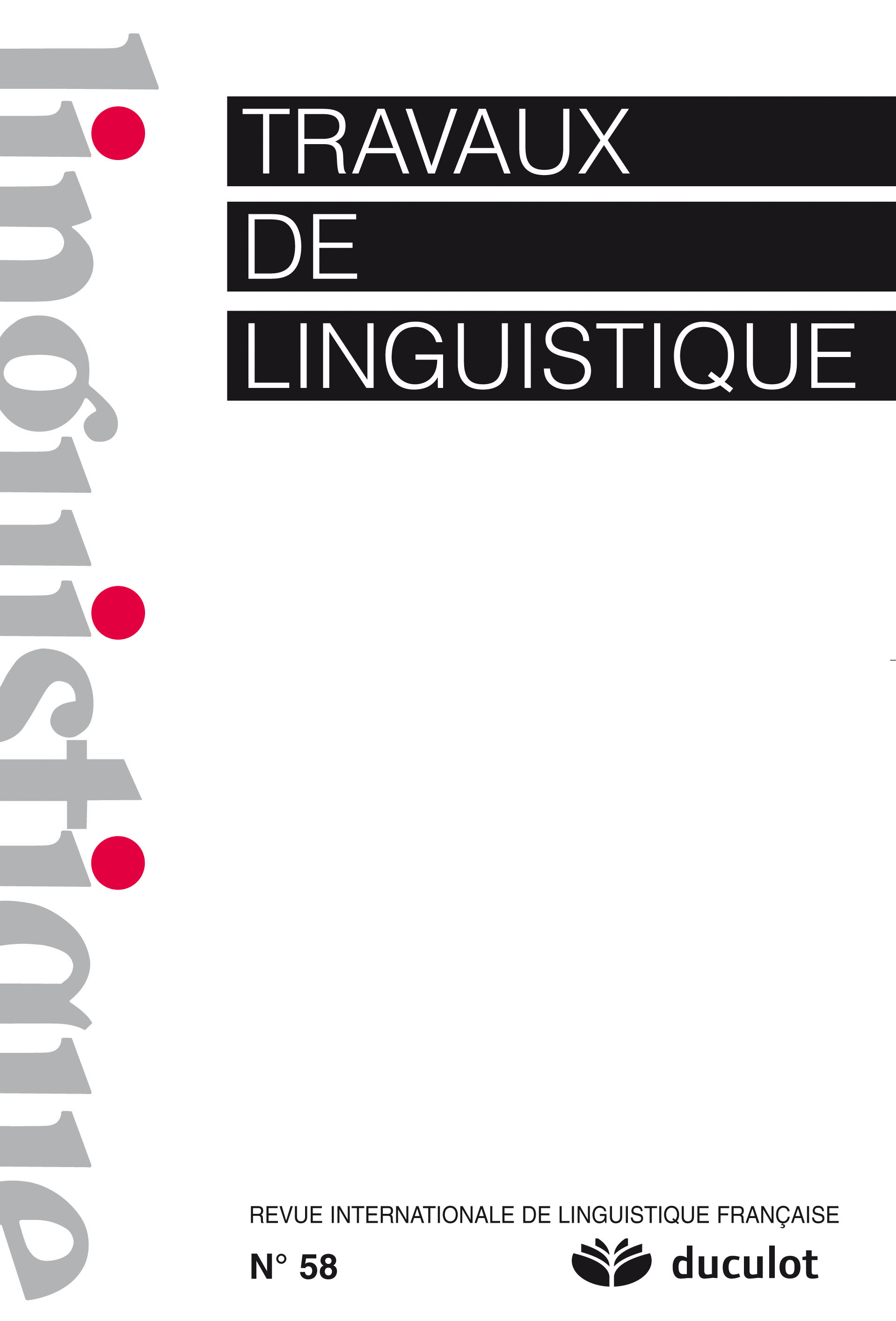 TRAVAUX DE LINGUISTIQUE 2003/2 N.47