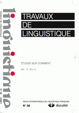 TRAVAUX DE LINGUISTIQUE 2009/1 N.58