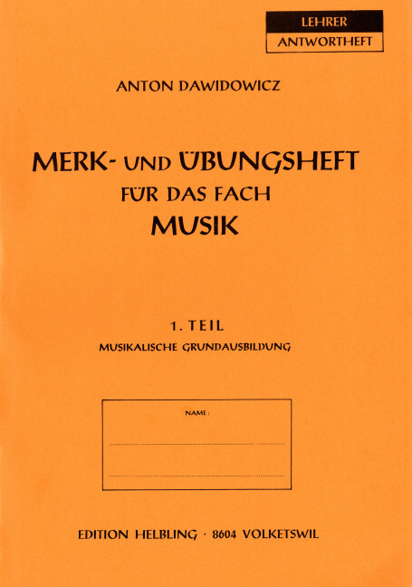 Merk- und Übungsheft für die musikalische Grundausbildung