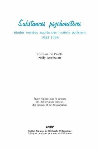 Substances psychoactives - études menées auprès des lycéens parisiens, 1983-1998