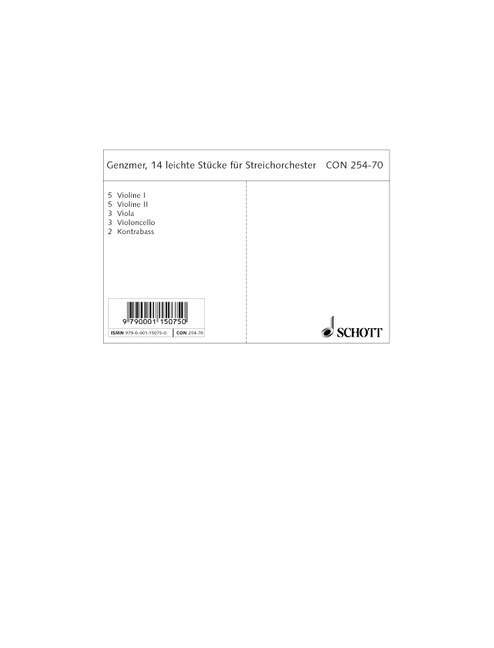 14 Pièces faciles pour orchestre à cordes