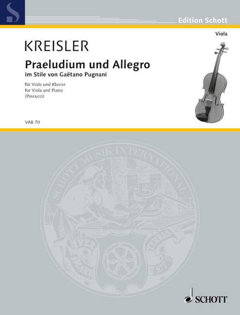 FRITZ KREISLER : PRAELUDIUM UND ALLEGRO - ALTO ET PIANO