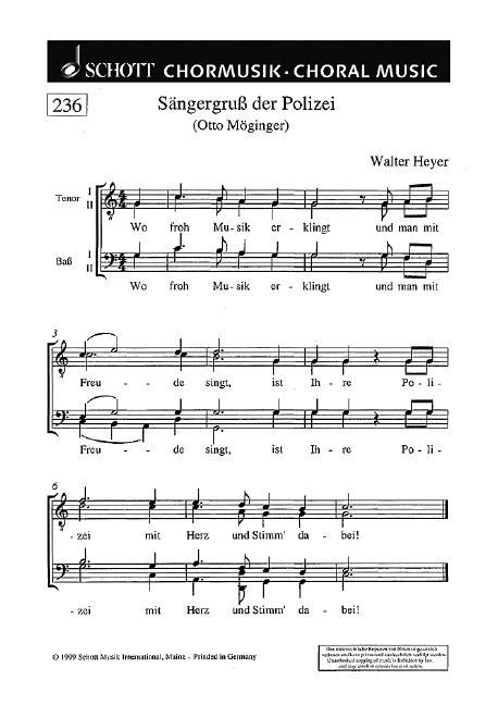 Wahlspruch für die Deutsche Feuerwehr / Sängergruß der Polizei