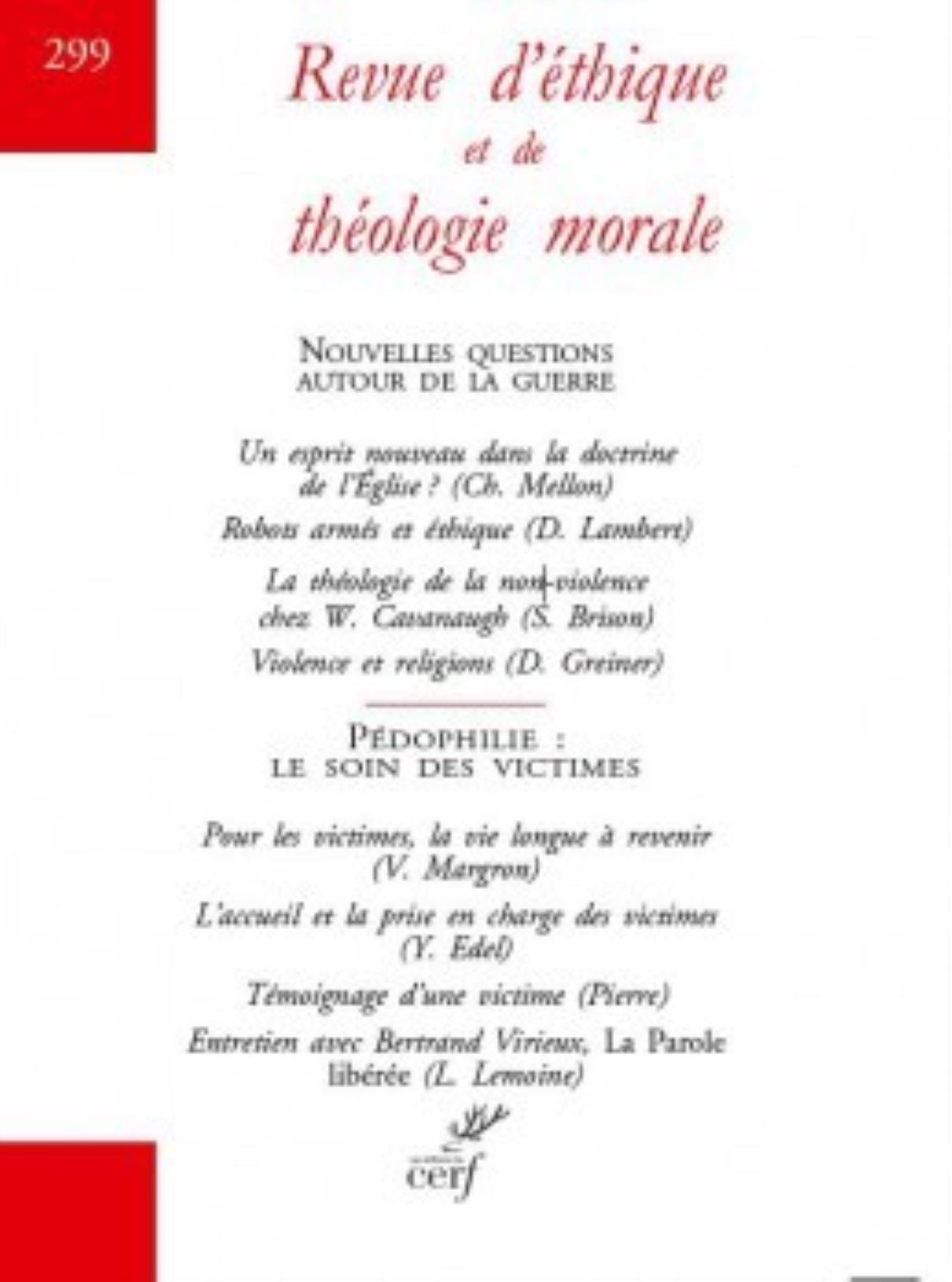 REVUE D'ETHIQUE ET DE THEOLOGIE MORALE NUMERO 299