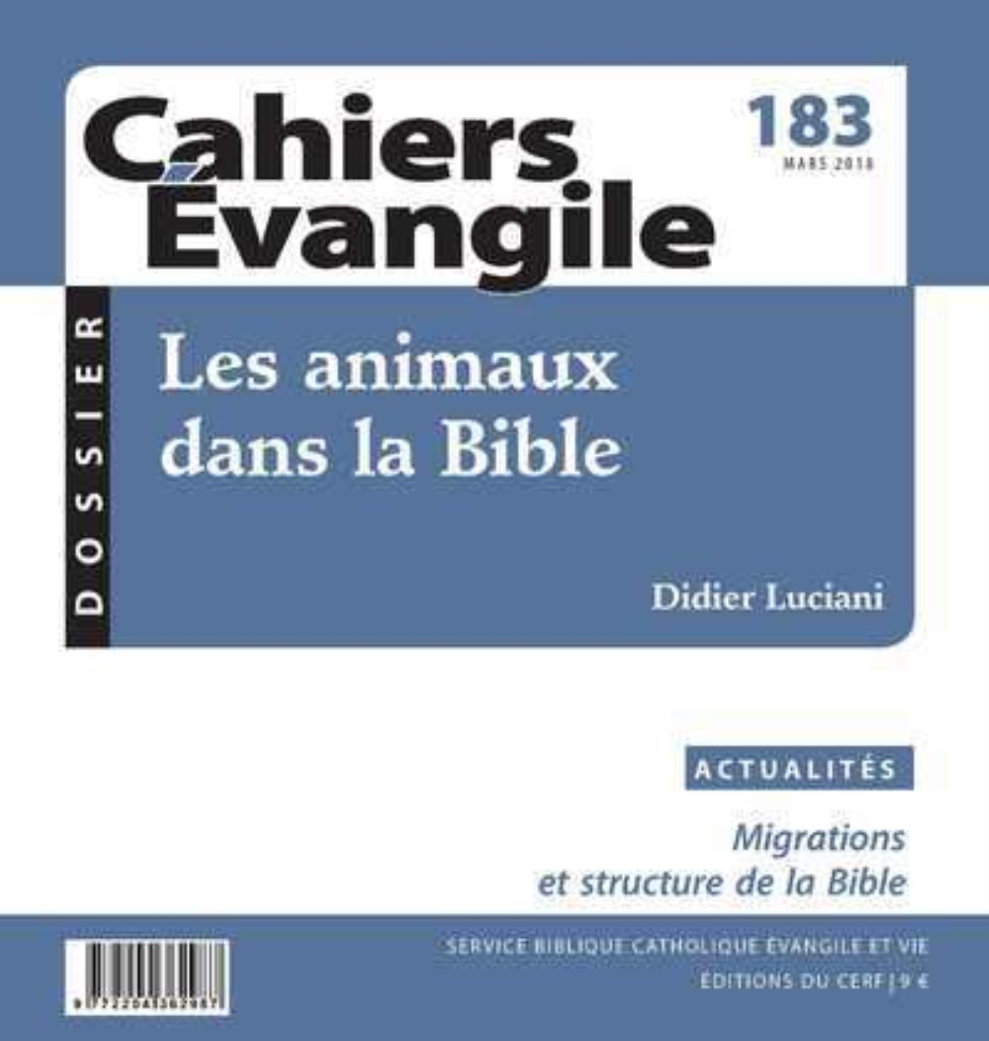 CAHIERS EVANGILE - NUMERO 183 LES ANIMAUX DANS LABIBLE