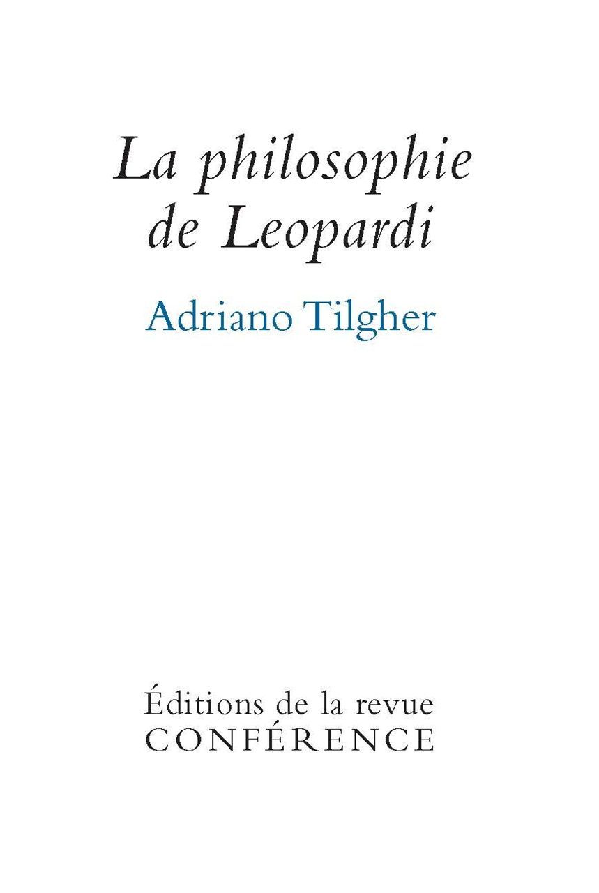La Philosophie de Leopardi