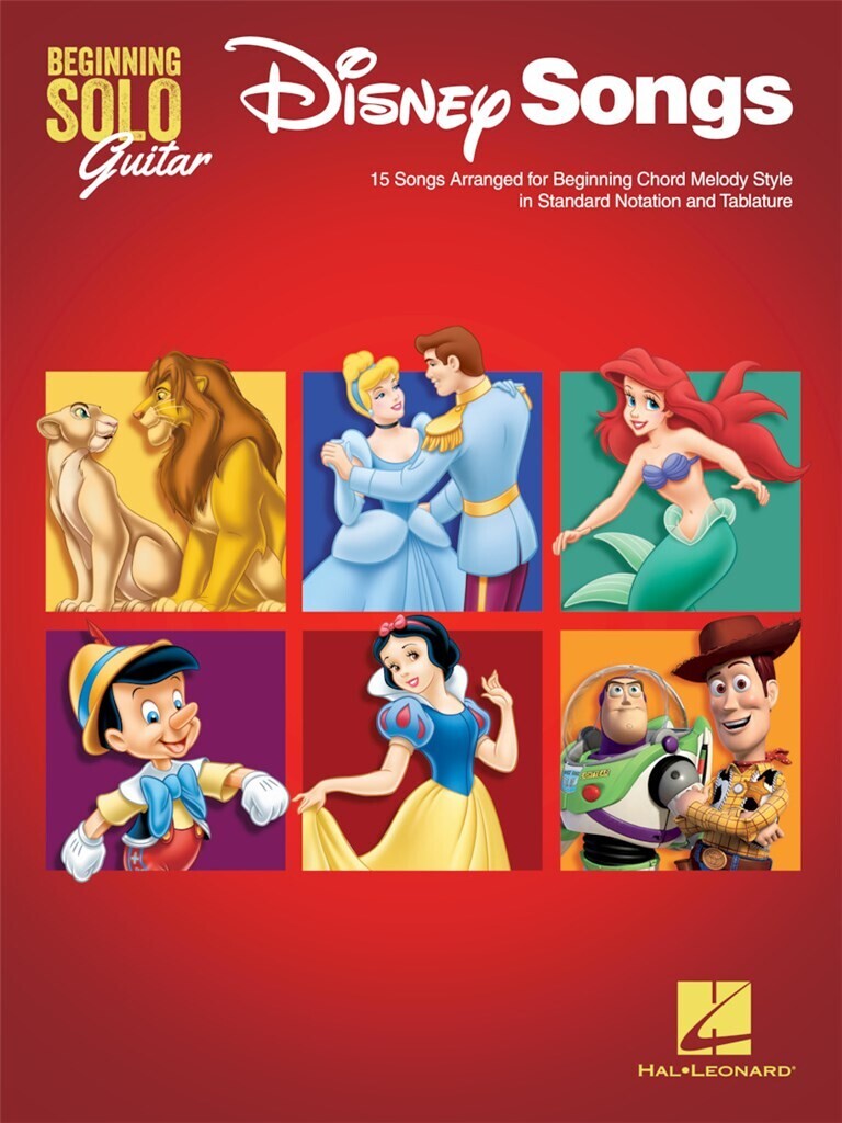 DISNEY SONGS 15 SONGS ARRANGED FOR BEGINNING CHORD MELODY STYLE IN STANDARD NOTATION AND TABLATURE