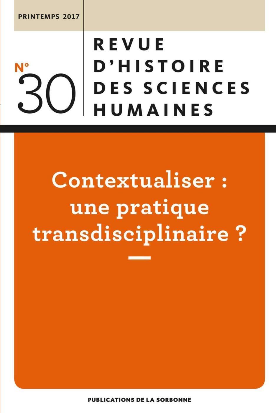 Revue d'histoire des sciences humaines 30