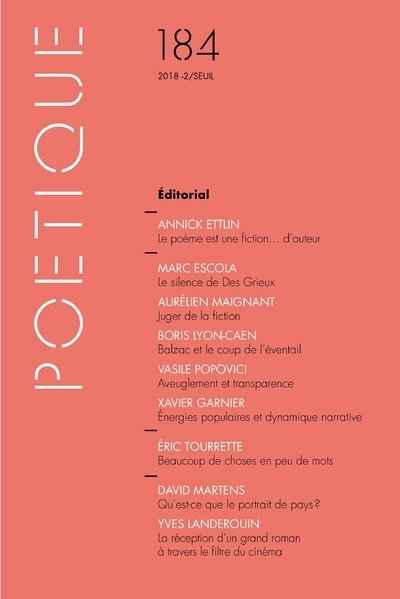 Poétique, n° 184