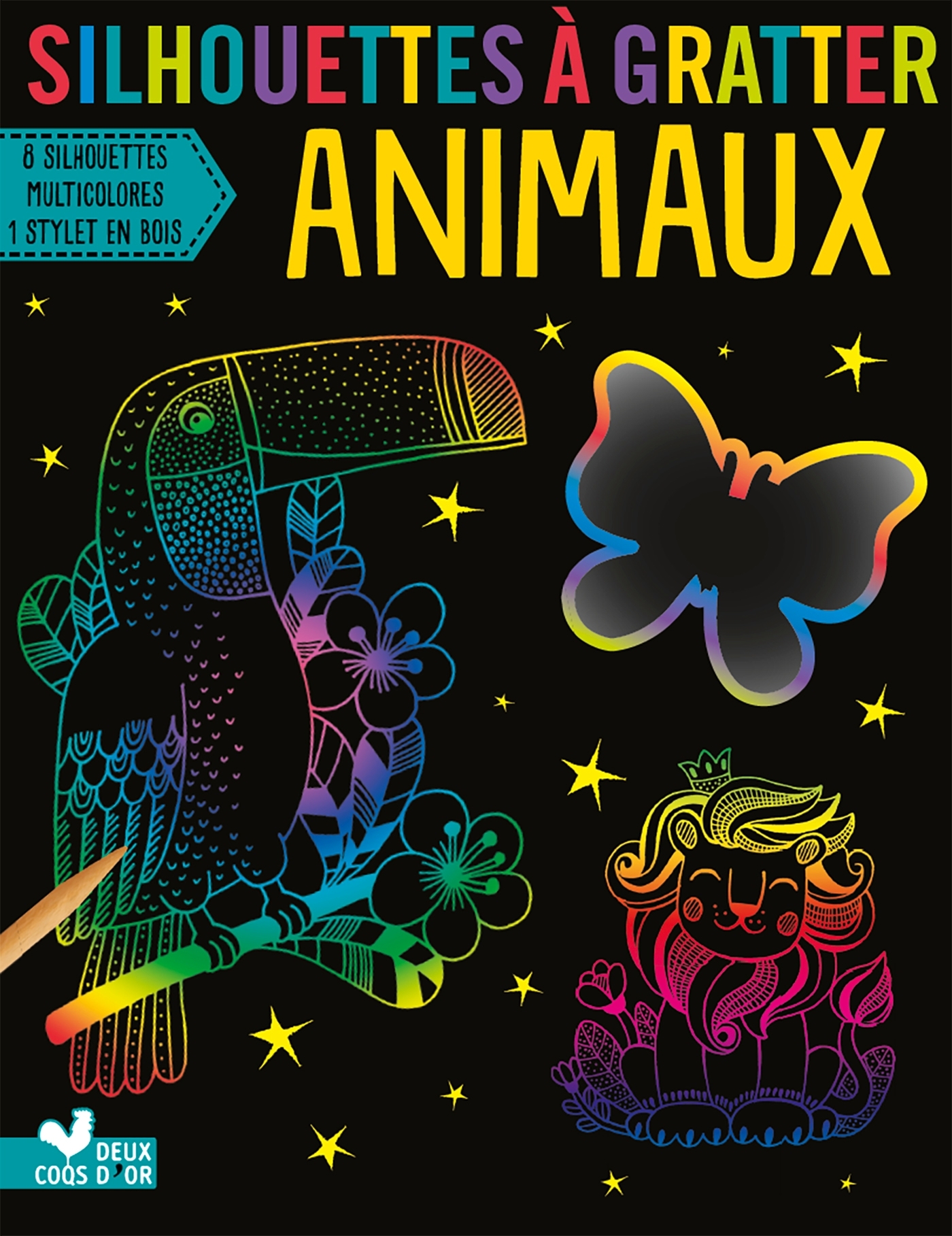 Silhouettes à gratter Animaux - pochette avec accessoires