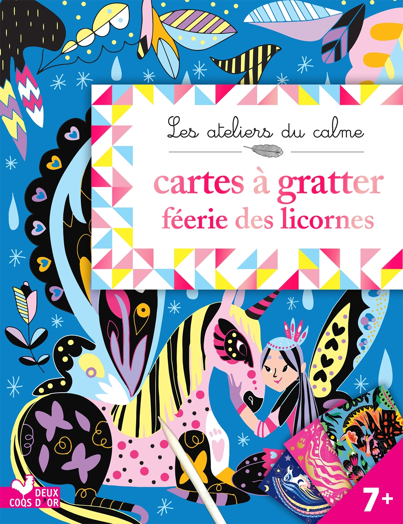 Cartes à gratter féerie licornes - pochette avec accessoires