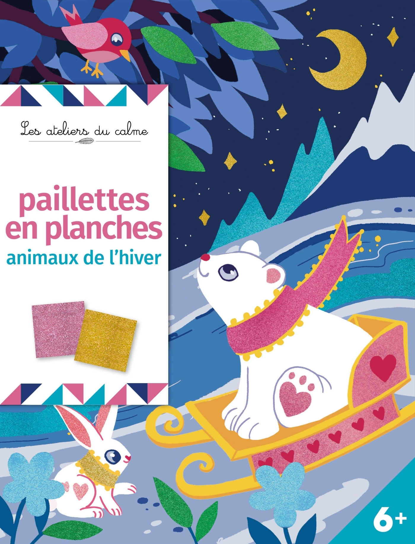 Paillettes en planche - animaux de l'hiver - pochette avec accessoires