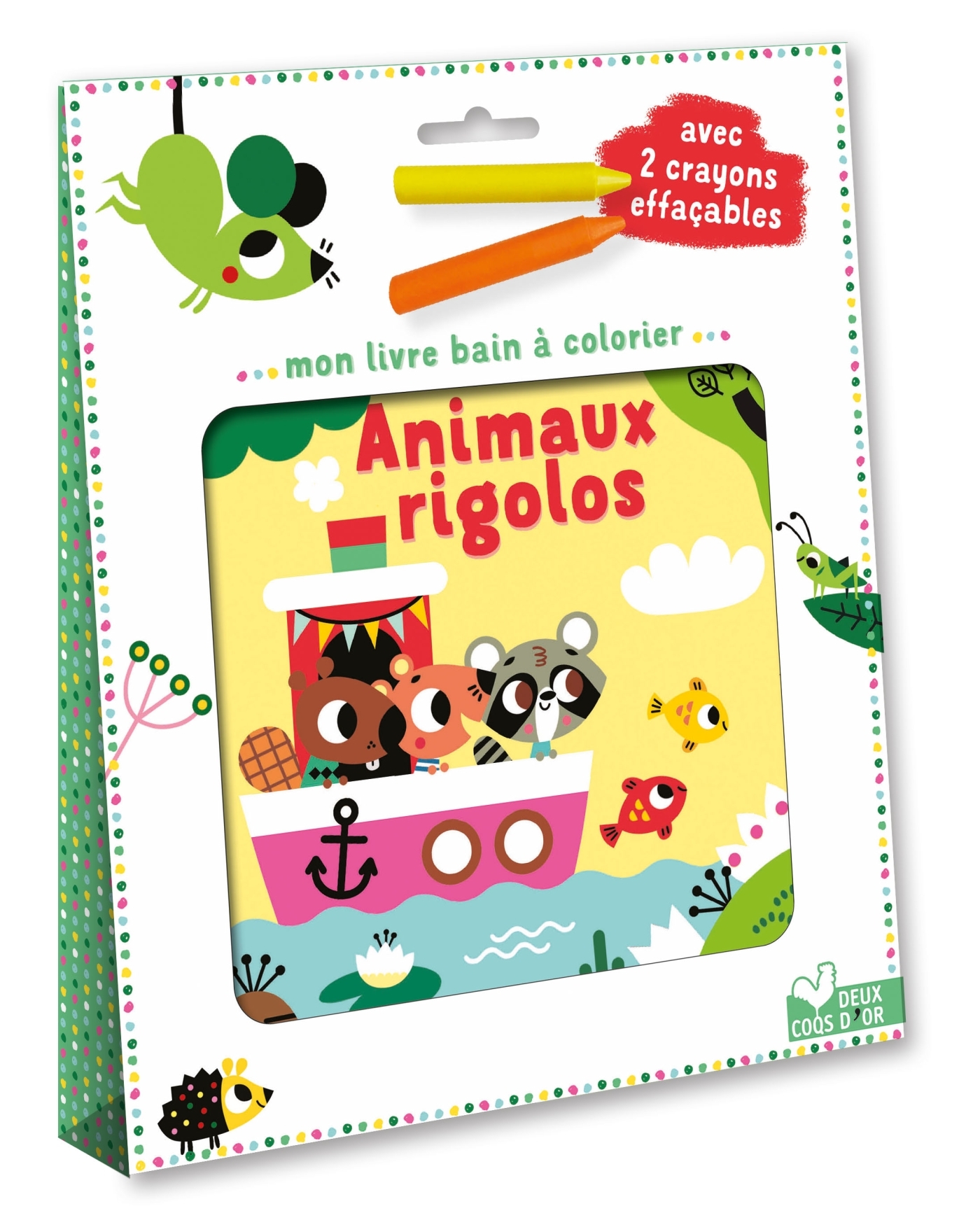 Mon livre-bain à colorier - Animaux rigolos  - Pochette avec accessoire