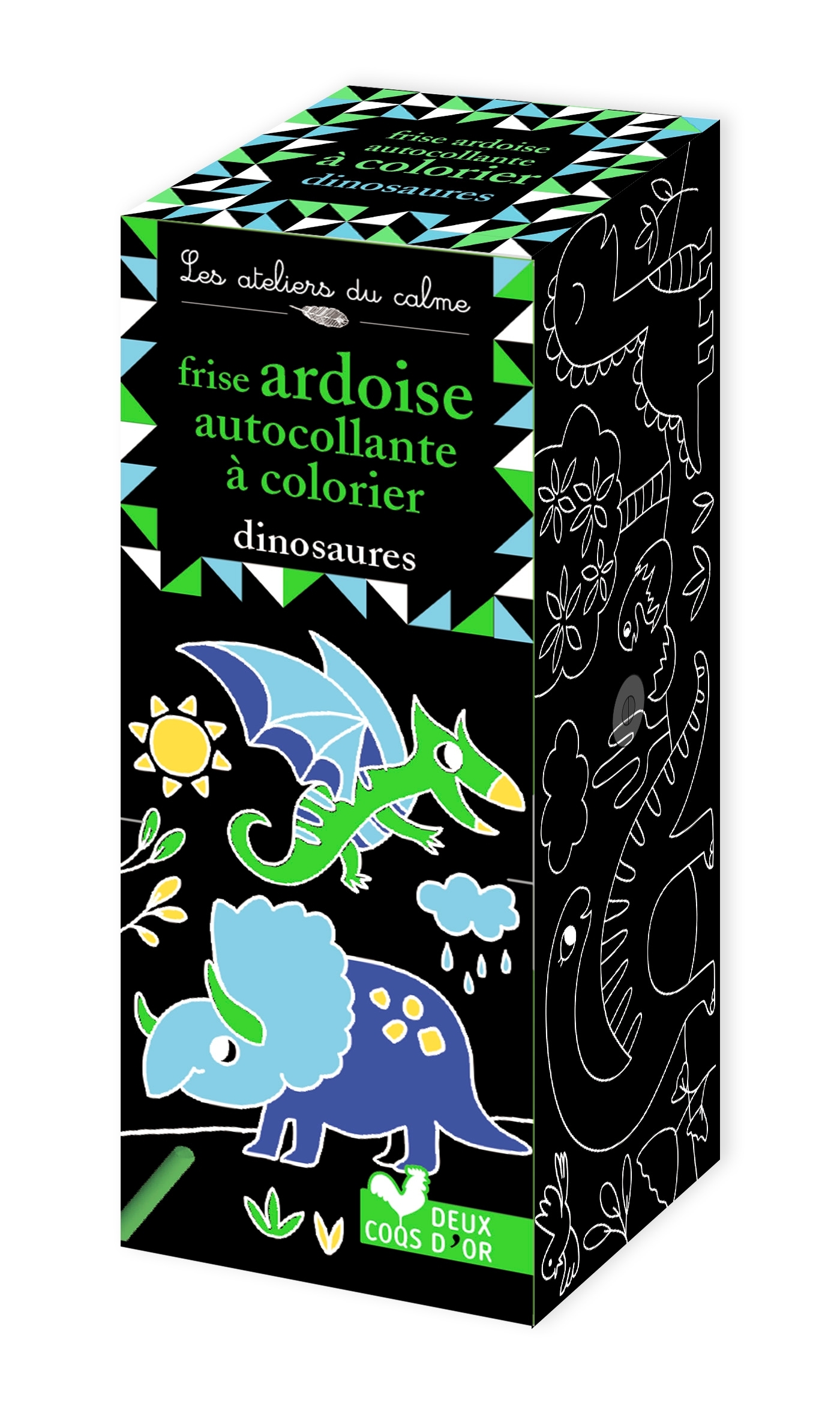Frise ardoise autocollante à colorier - dinosaures