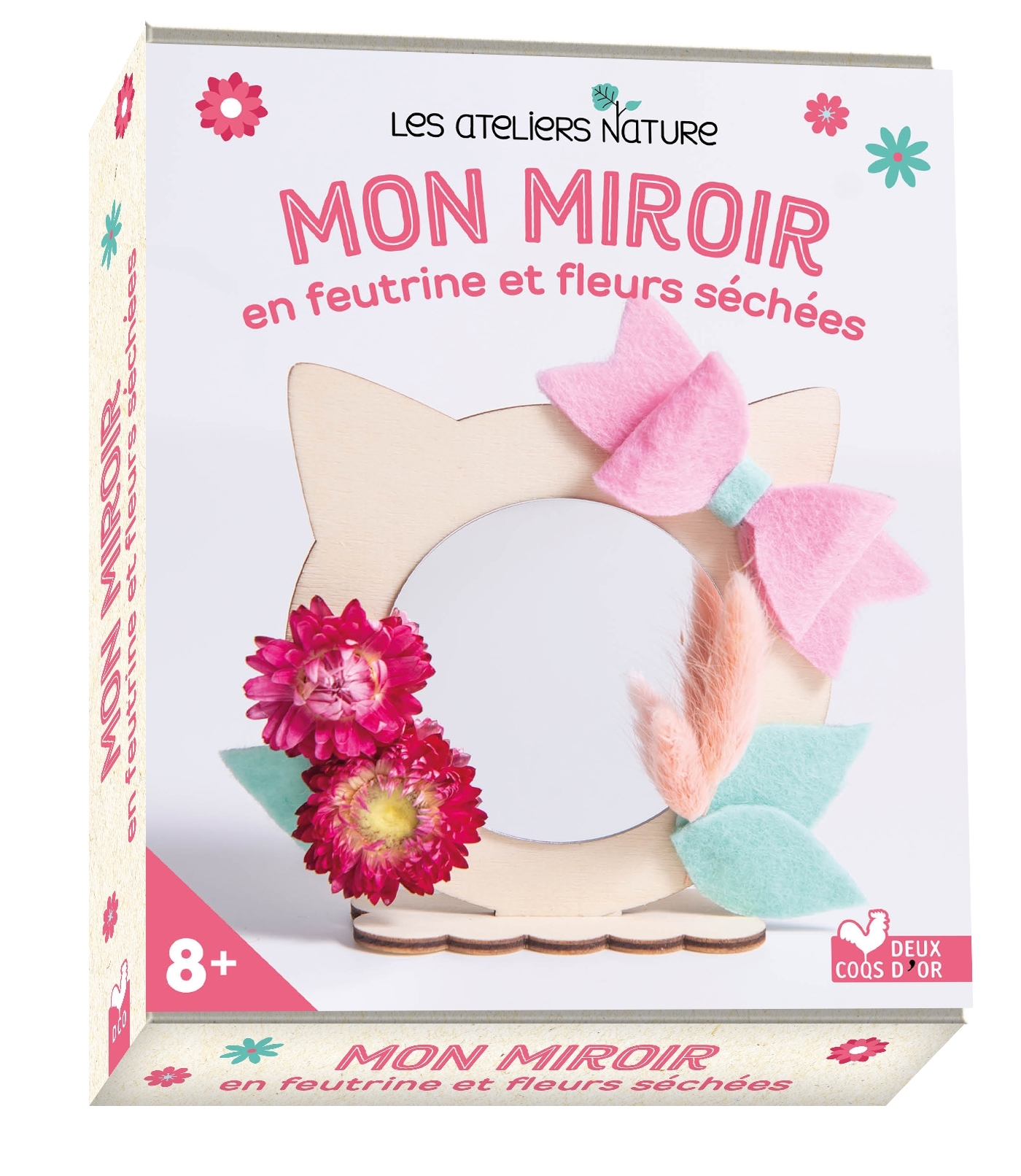 Mon miroir en feutrine et fleurs séchées - coffret avec accessoires