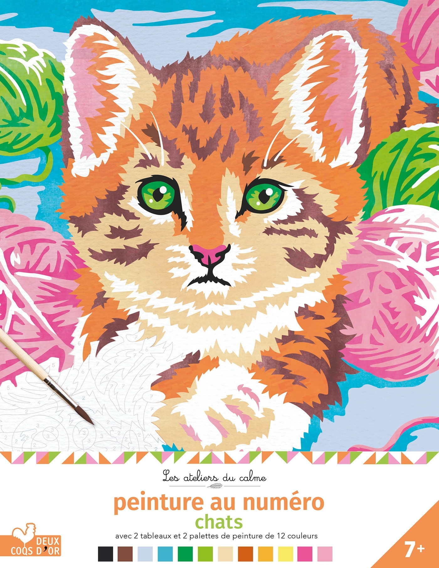 Peinture au numéro - chats - cahier avec palette et pinceau
