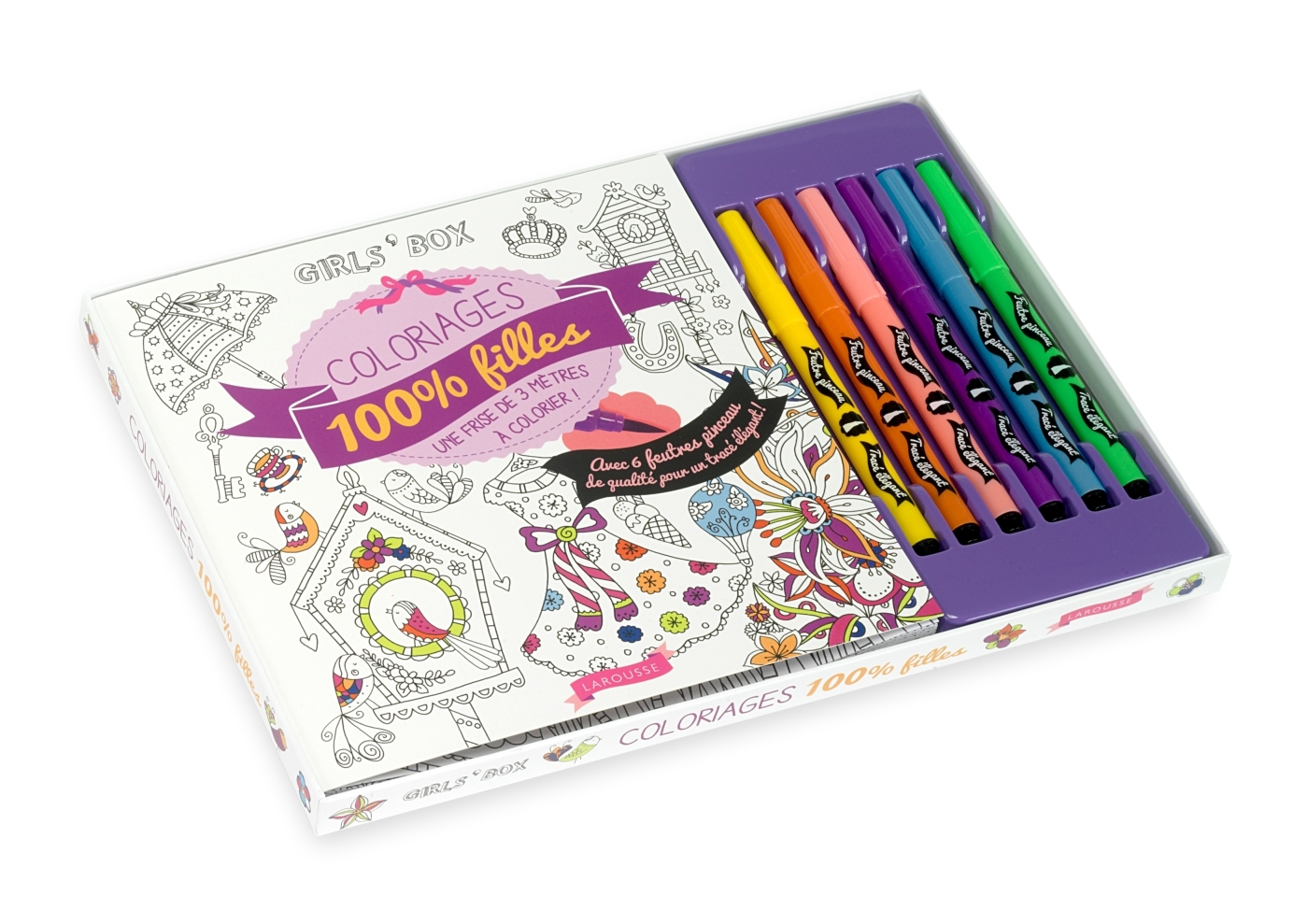 Coloriages 100% filles avec 6 feutres-pinceaux