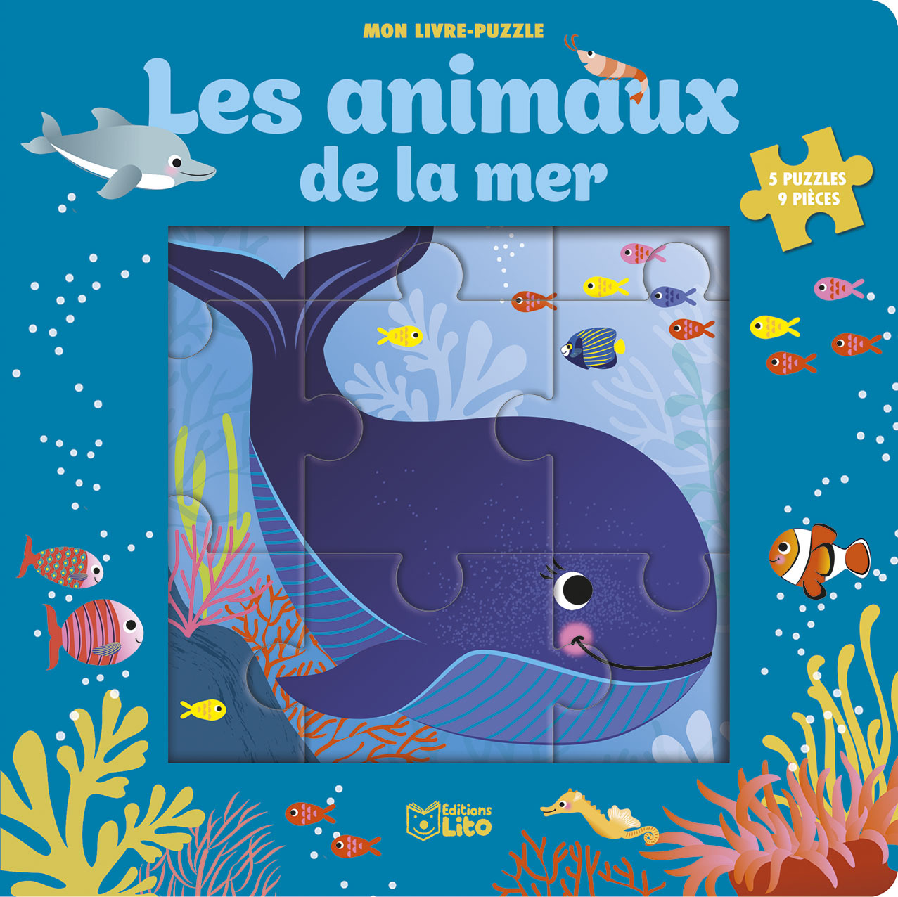 LIVRE PUZZLE 9P ANIMAUX MER
