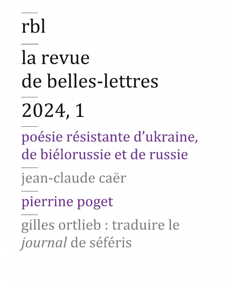 Revue de Belles Lettres 2024, 1 - Poètes d'ukraine, du bélar