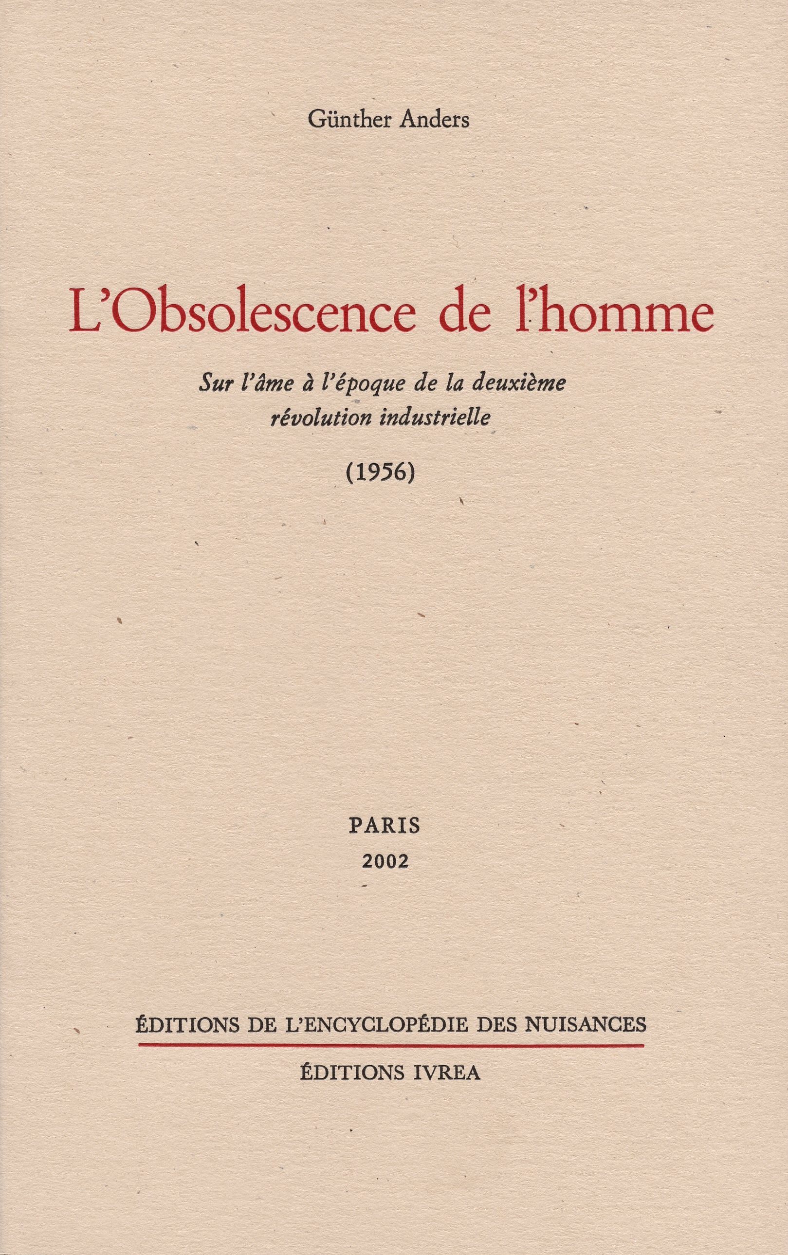 L' Obsolescence de l'homme