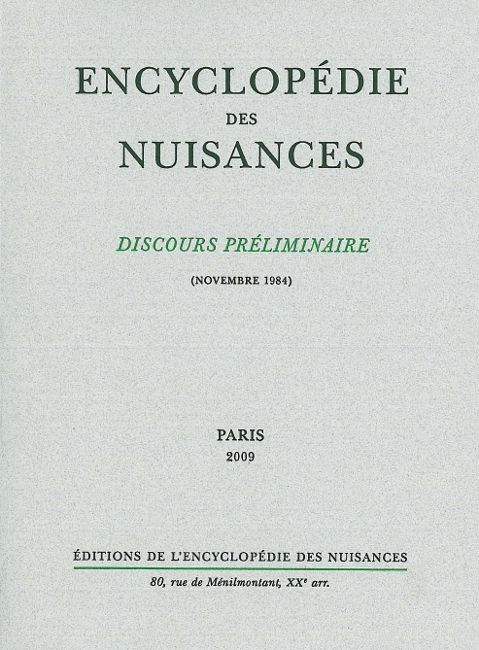 Encyclopedie des Nuisances : discours préliminaire