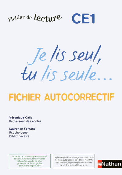 Je lis seul, tu lis seule - Autocorrectif - CE1