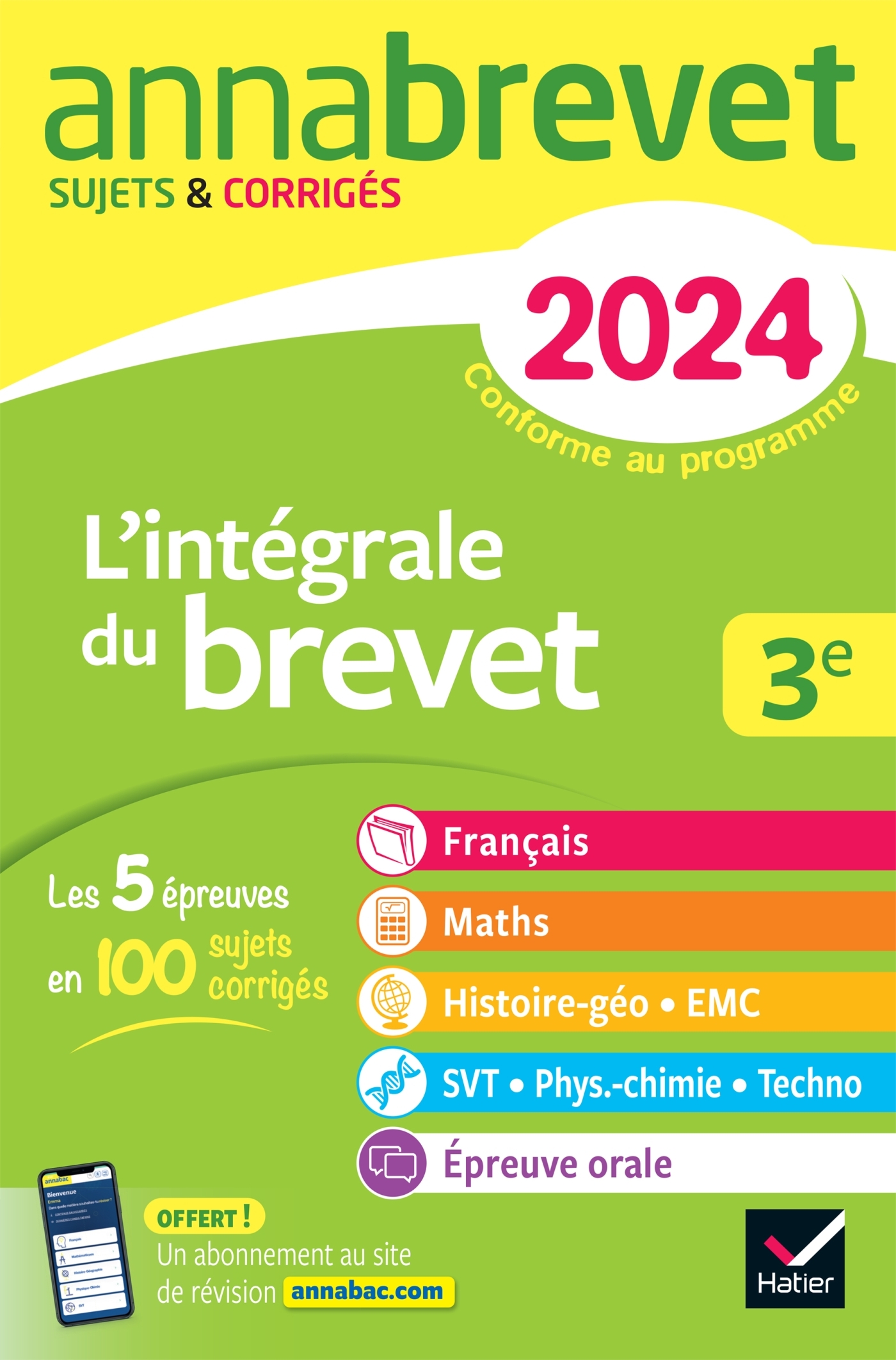 Annales du brevet Annabrevet 2024 L'intégrale du Brevet 3e (tout-en-un)