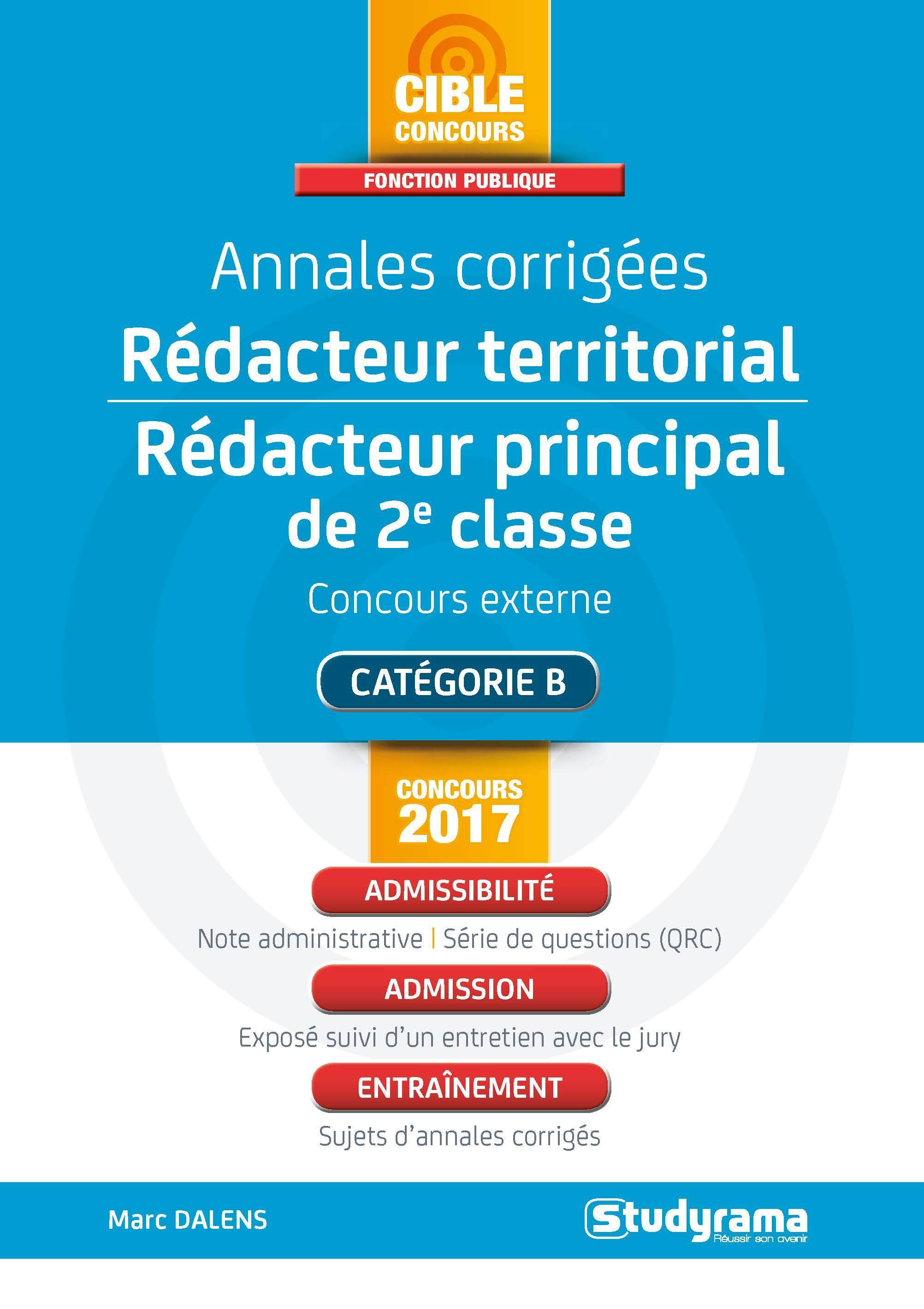 Annales corrigées rédacteur territorial, rédacteur principal de 2e classe 2017