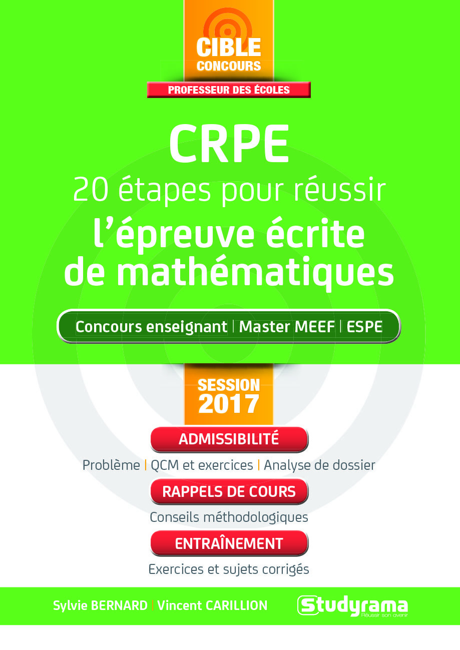 Crpe 20 étapes pour réussir l'épreuve écrite de mathématiques