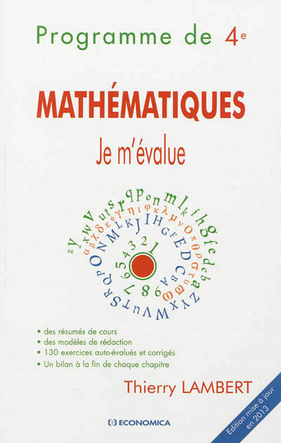 JE M'EVALUE - MATHEMATIQUES, PROGRAMME DE 4EME, 2E ED.