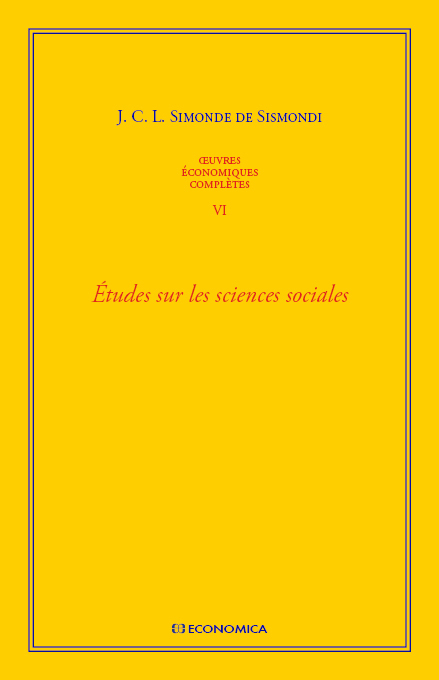 OEUVRES ECONOMIQUES COMPLETES, VOL 6 - ETUDES SUR LES SCIENCES SOCIALES