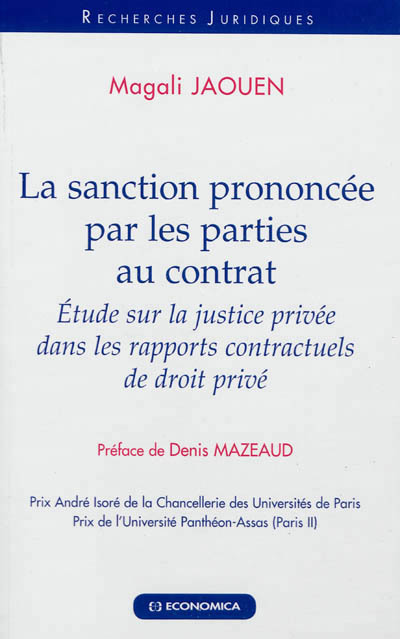SANCTION PRONONCEE PAR LES PARTIES AU CONTRAT (LA)