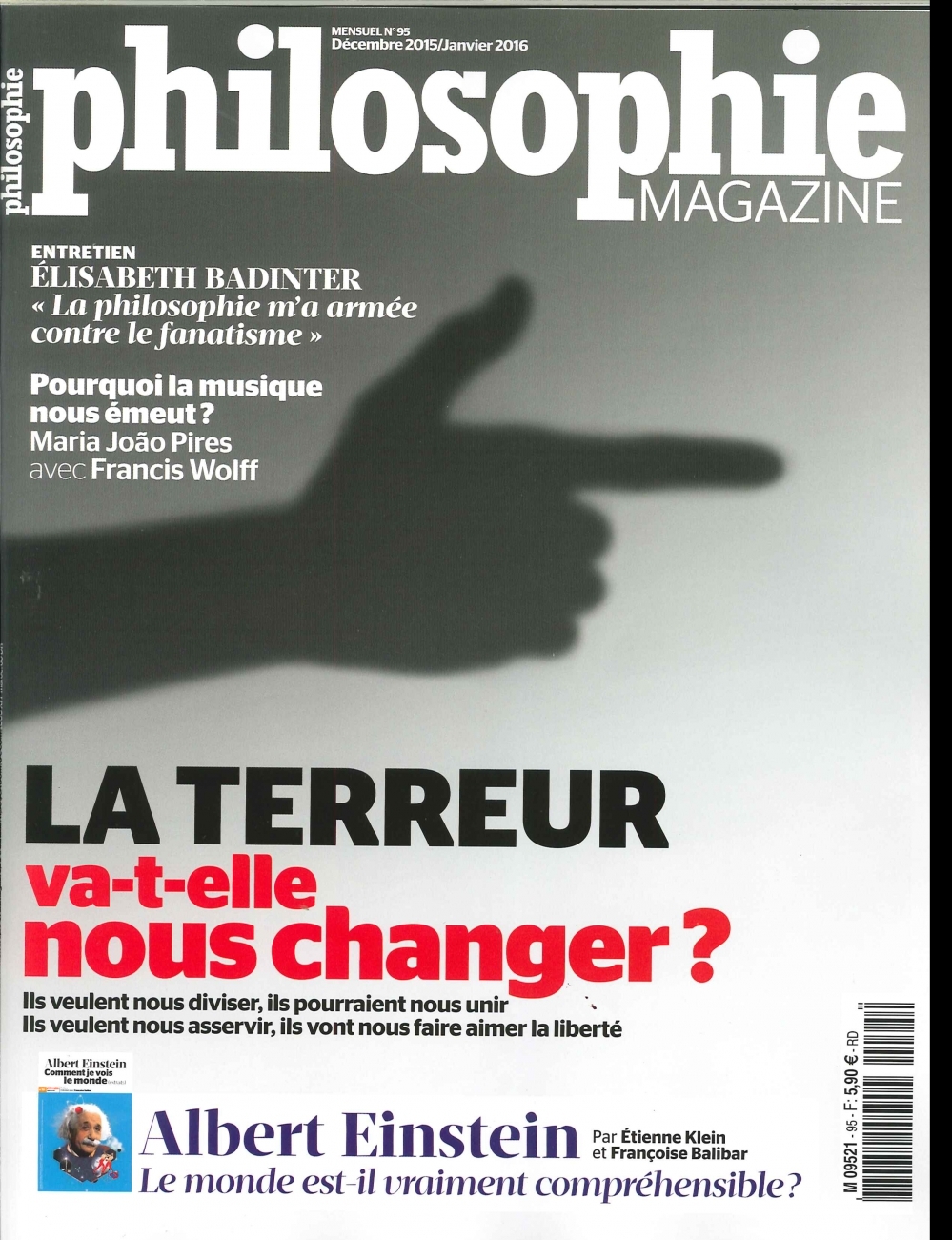 Philosophie Magazine N°95 La Terreur Va T Elle Nous Changer  Decembre 2015