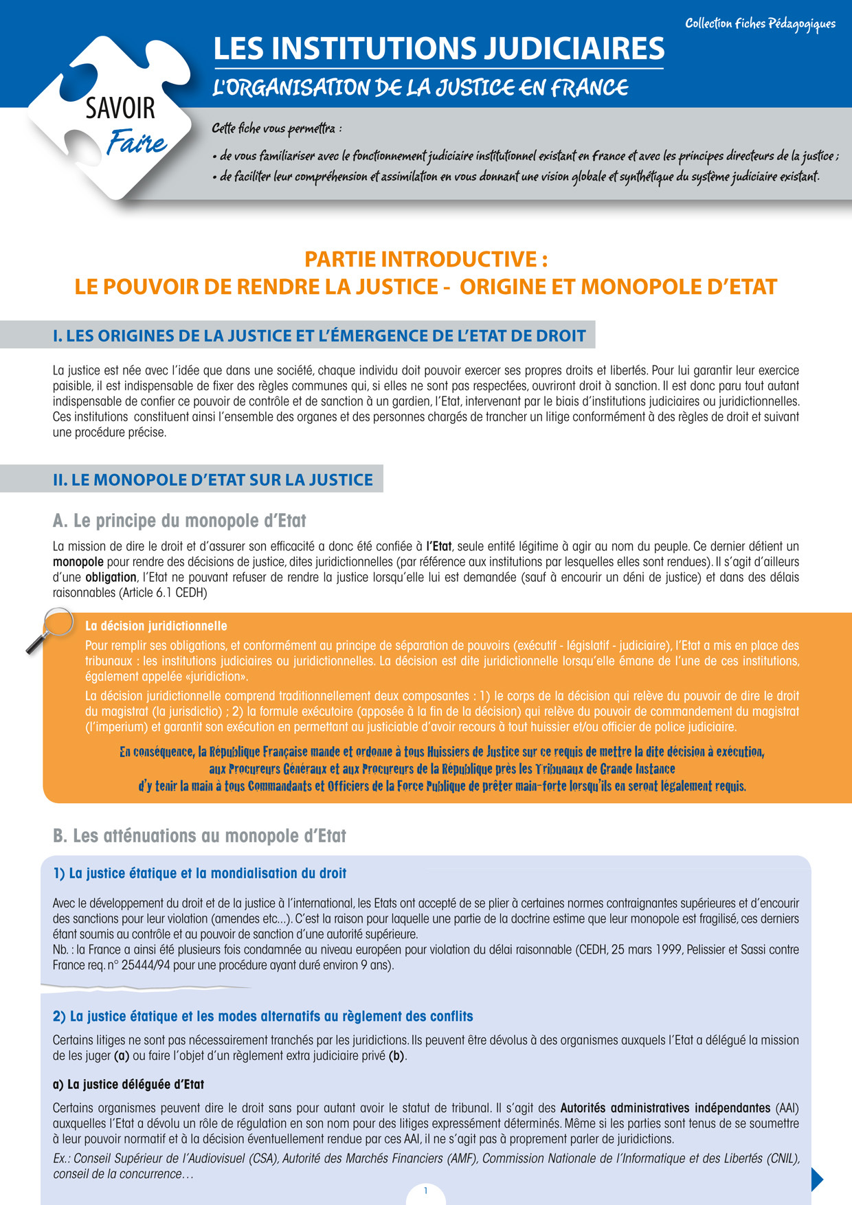 Les institutions judiciaires