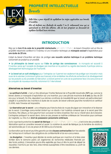 Propriété intellectuelle - Les brevets