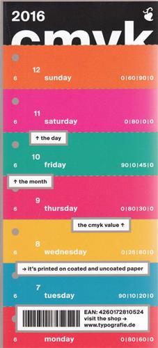CMYK Color Swatch Calendar 2016 /anglais