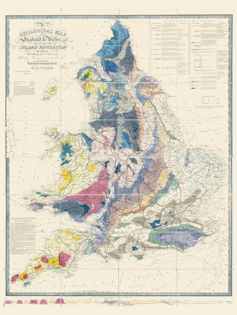 Carte - Carte géologique de l'Angleterre et du Pays de Galle
